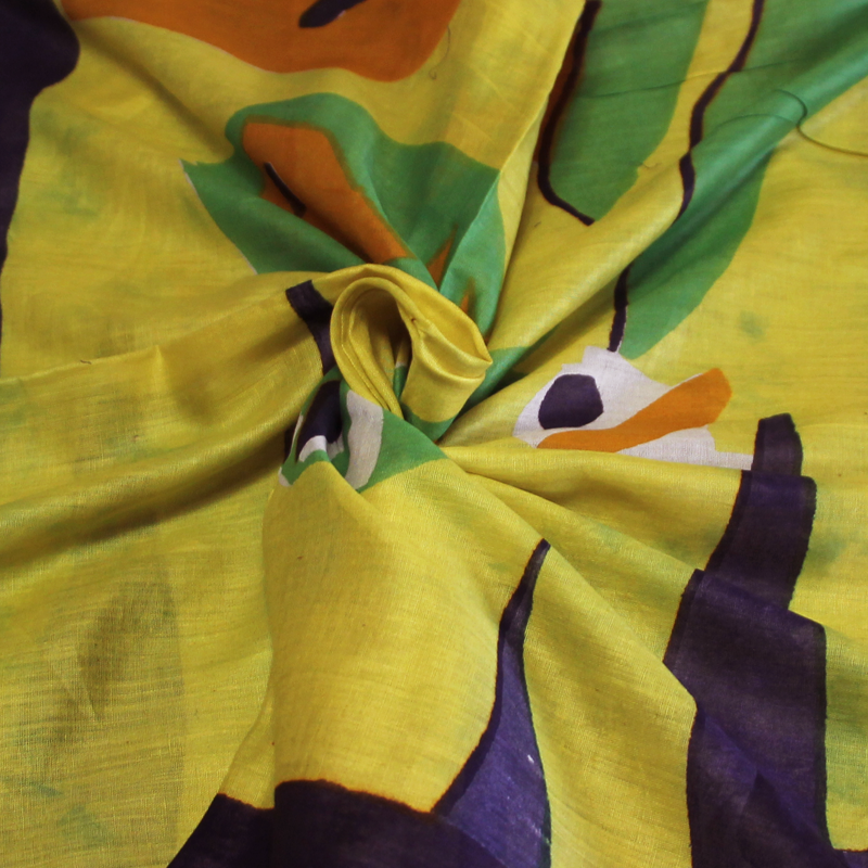 Paréo 100% coton - Poisson fond jaune