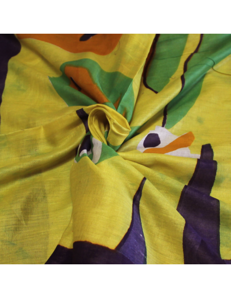 Paréo 100% coton - Poisson fond jaune