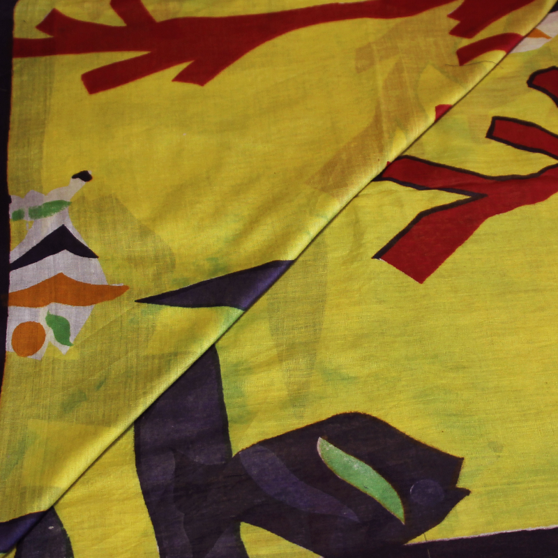 Paréo 100% coton - Poisson fond jaune