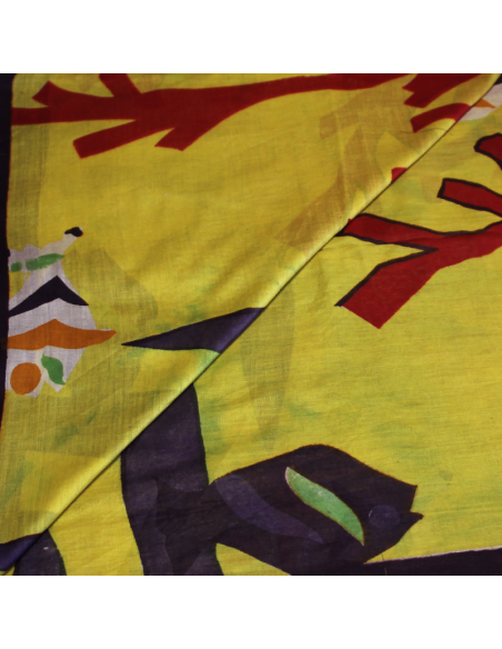 Paréo 100% coton - Poisson fond jaune