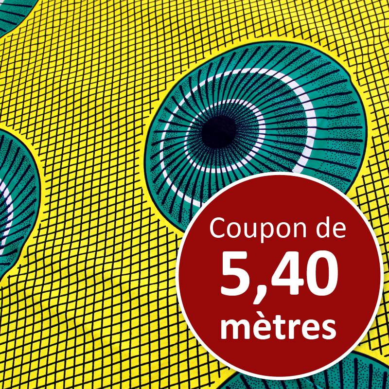 Tissu Africain WAX - Ombrelle émeraude (coupon de 5,40 mètres)