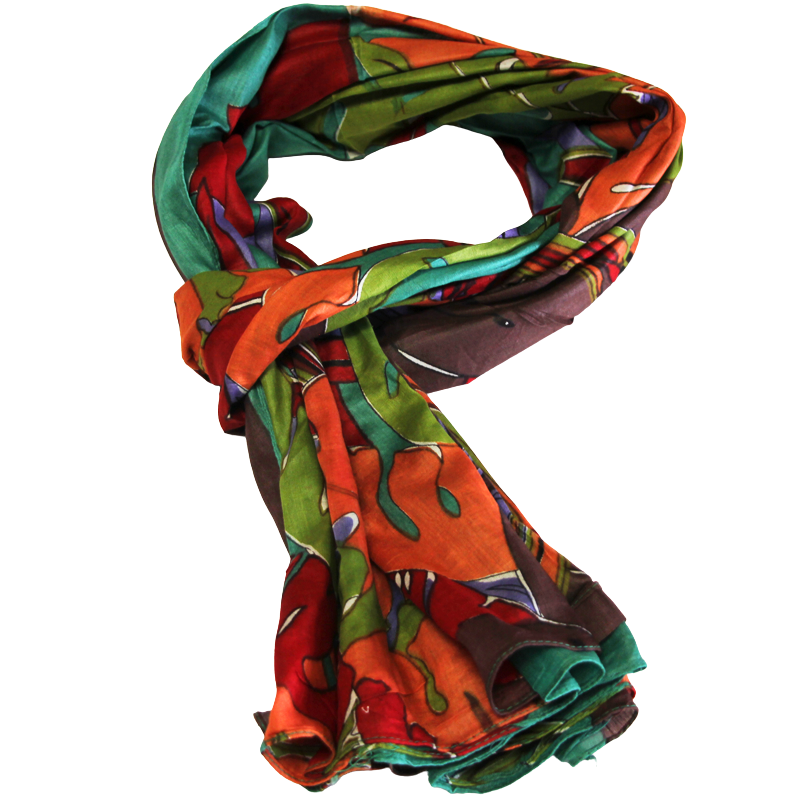 Paréo 100% coton - Perroquet fond vert