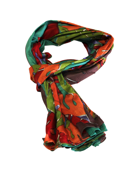 Paréo 100% coton - Perroquet fond vert