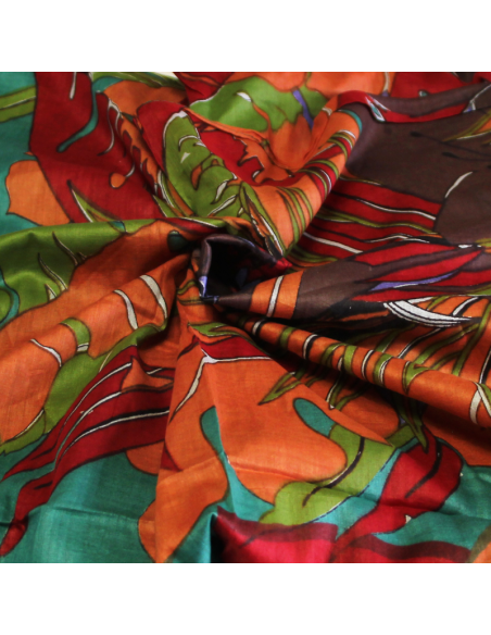 Paréo 100% coton - Perroquet fond vert