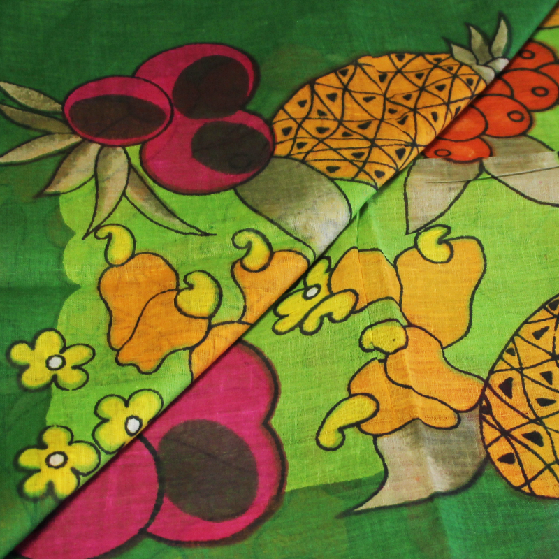 Paréo 100% coton - Multifruit fond vert