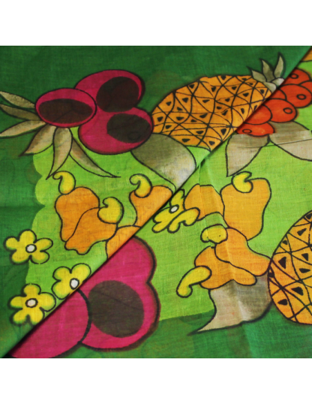 Paréo 100% coton - Multifruit fond vert