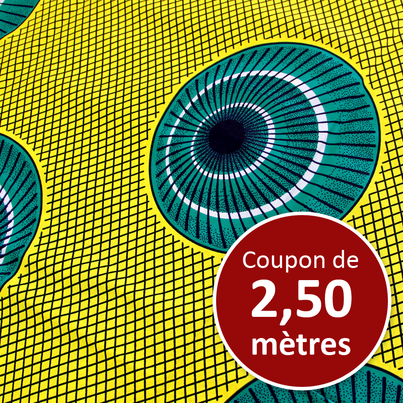 Tissu Africain WAX - Ombrelle émeraude (coupon de 2,50 mètres)