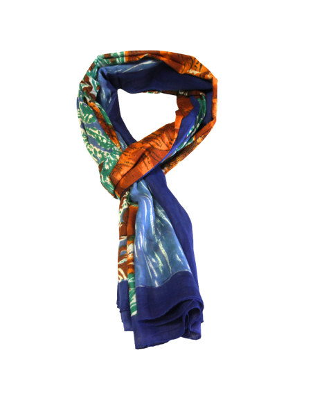 Paréo 100% coton - Tigre bleu & vert