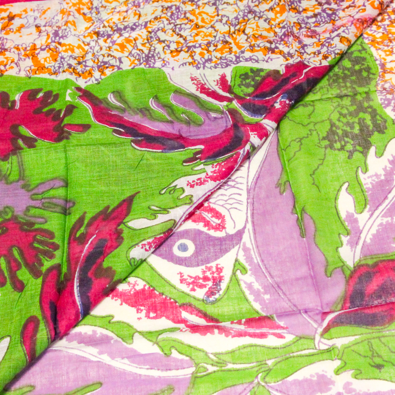 Paréo 100% coton - Poisson fond vert