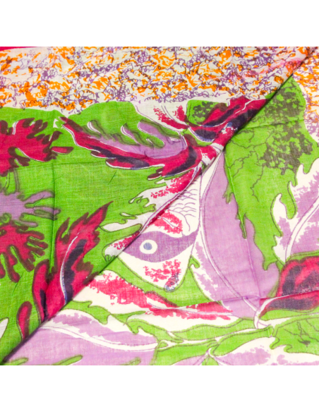 Paréo 100% coton - Poisson fond vert