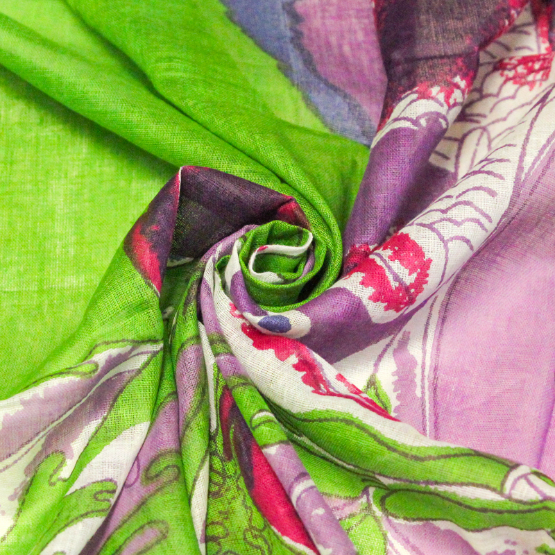 Paréo 100% coton - Poisson fond vert