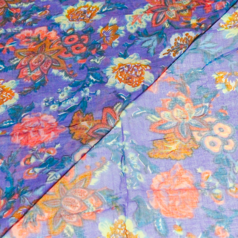 Paréo 100% coton - Fleur rose fond...