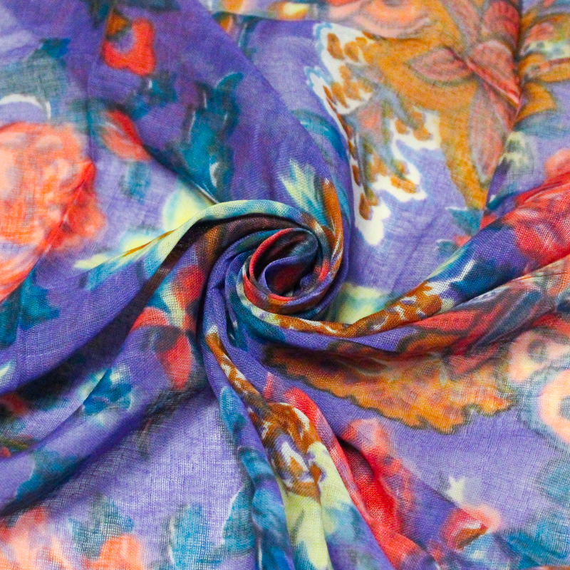 Paréo 100% coton - Fleur rose fond...