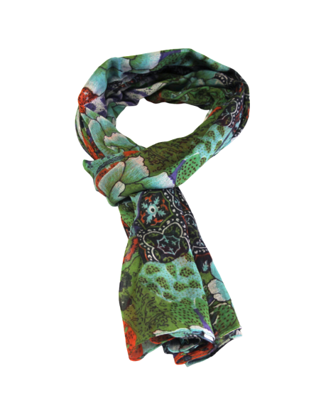 Paréo 100% coton - Fleuri turquoise