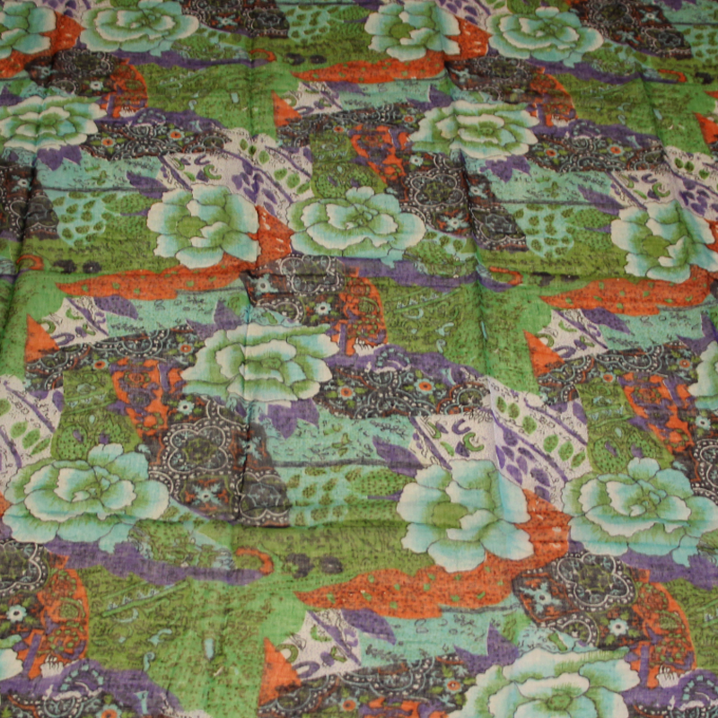 Paréo 100% coton - Fleuri turquoise