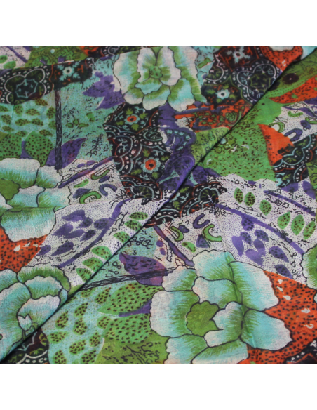 Paréo 100% coton - Fleuri turquoise