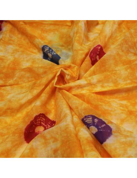 Paréo 100% coton - Tie and dye orange à motif