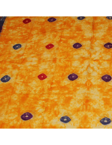 Paréo 100% coton - Tie and dye orange à motif