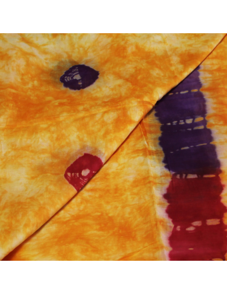 Paréo 100% coton - Tie and dye orange à motif