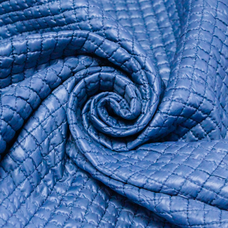Tissu matelassé - Carreaux bleu