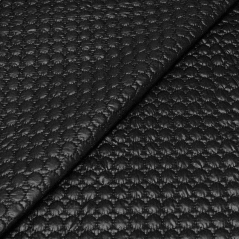 Tissu matelassé - Ronds noir