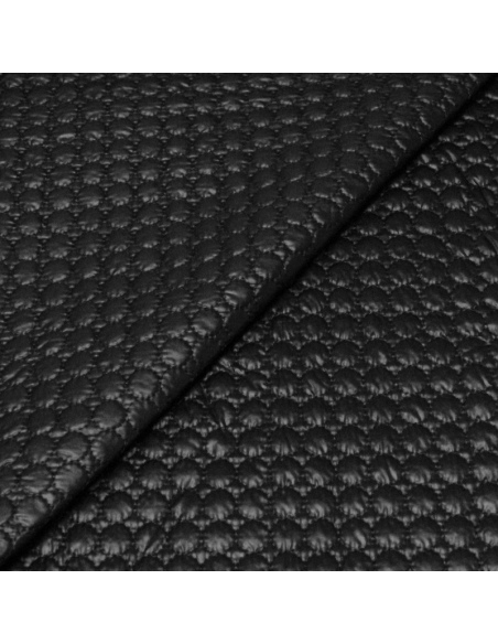 Tissu matelassé - Ronds noir