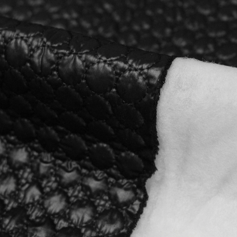 Tissu matelassé - Ronds noir
