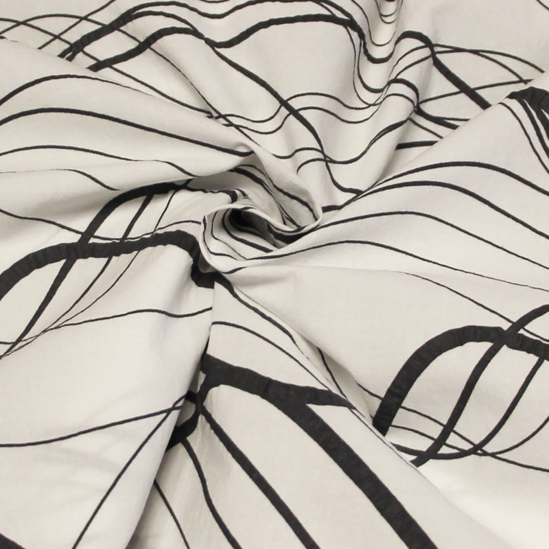 Coton imprimé - Onde graphique gris...