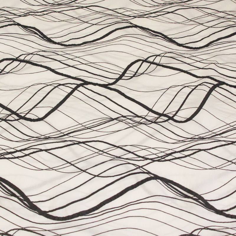 Coton imprimé - Onde graphique gris...