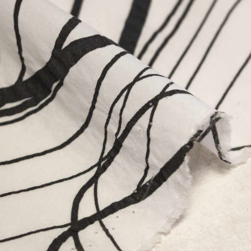 Coton imprimé - Onde graphique gris...