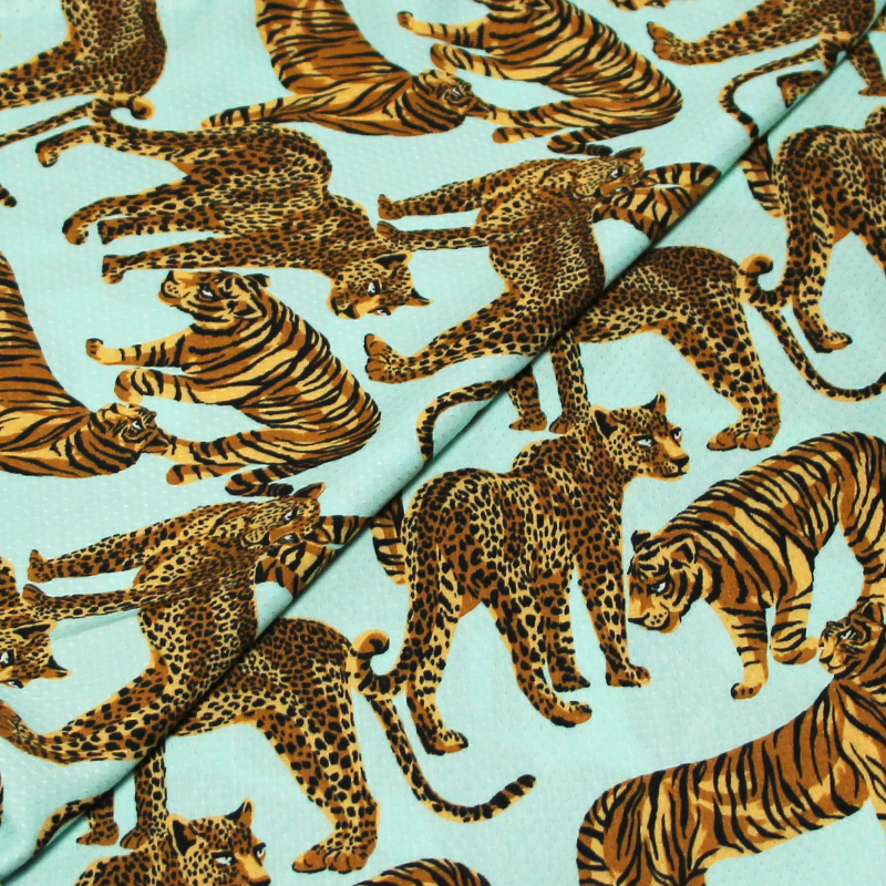 Étoffe 100% viscose piqué - Léopard &...