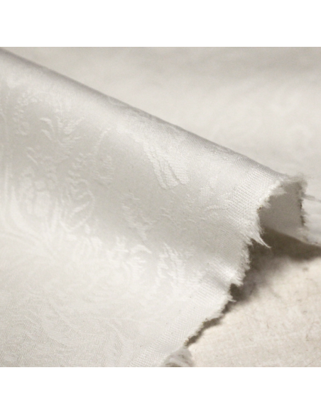 Jacquard 100% coton - Fleuri blanc optique