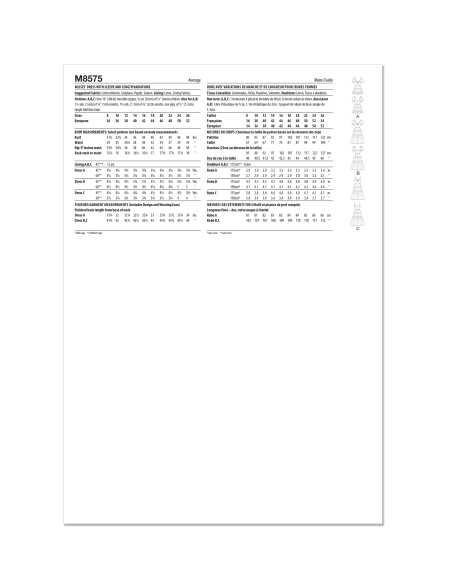 Patron McCall's 8575.K5 (36-44) - Robe taille empire froncée et manches courtes