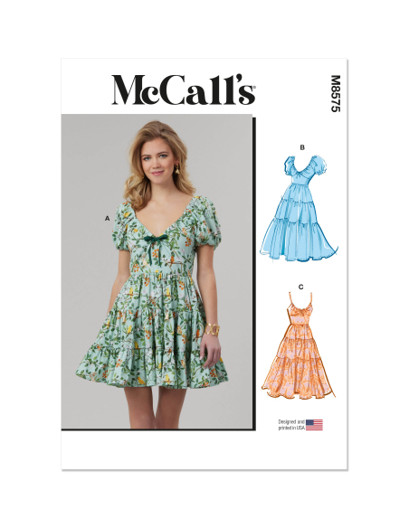 Patron McCall's 8575.K5 (36-44) - Robe taille empire froncée et manches courtes