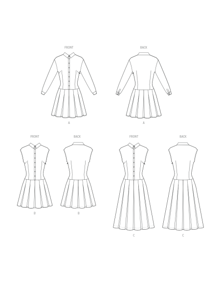 Patron McCall's 8576.H5 (34-42) - Robe taille basse à plis box & manches variées