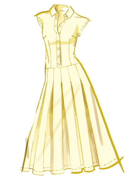 Patron McCall's 8576.U5 (44-52) - Robe taille basse à plis box & manches variées