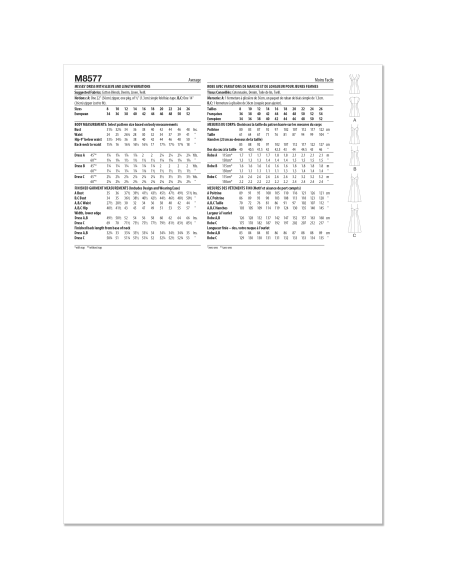 Patron McCall's 8577.K5 (36-44) - Robe ajustée à manches variées et encolure v