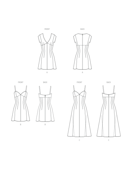 Patron McCall's 8577.K5 (36-44) - Robe ajustée à manches variées et encolure v