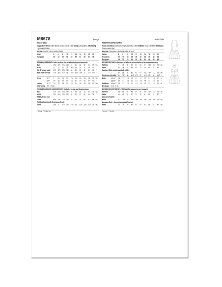 Patron McCall's 8578.R5 (42-50) - Robe mini halter tie & jupe froncée