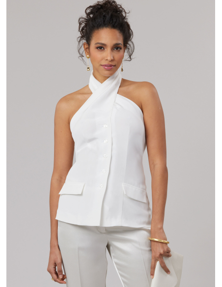 Patron McCall's 8579.K5 (36-44) - Top halter noué devant boutonné chic