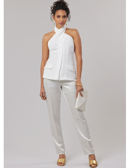 Patron McCall's 8579.Y5 (46-54) - Top halter noué devant boutonné chic