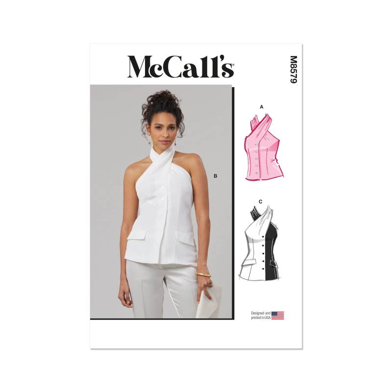 Patron McCall's 8579.Y5 (46-54) - Top halter noué devant boutonné chic