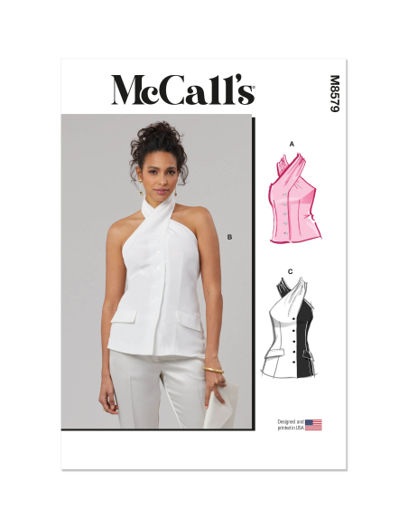 Patron McCall's 8579.Y5 (46-54) - Top halter noué devant boutonné chic