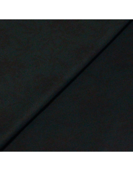 Satin mat coton & élasthanne - Fleurs violettes fond bleu foncé