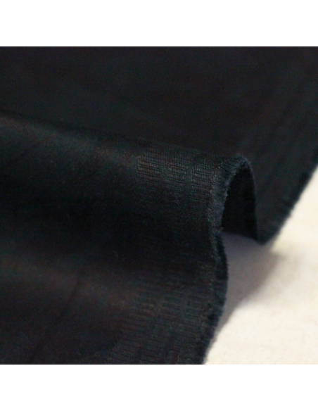 Satin mat coton & élasthanne - Fleurs violettes fond bleu foncé