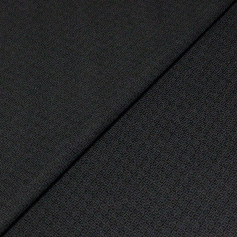 Satin mat coton & élasthanne - Damier gris fond noir