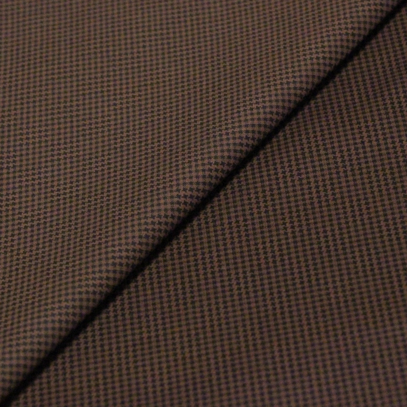 Satin mat coton & élasthanne - Pied-de-puce noir fond marron