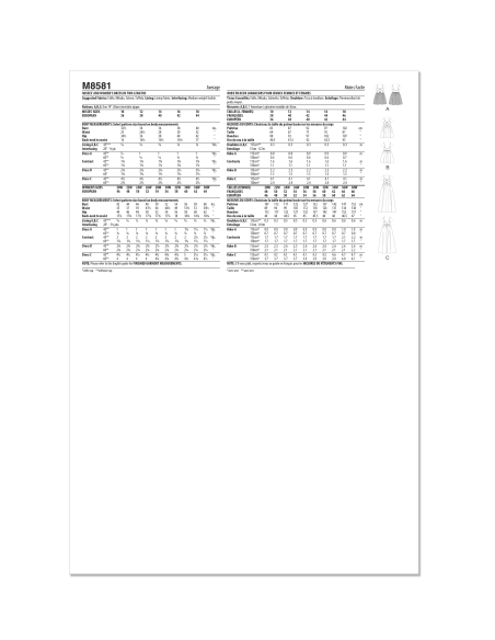 Patron McCall's 8581.W2 (48-56) - Robe taille empire sweetheart à bretelles