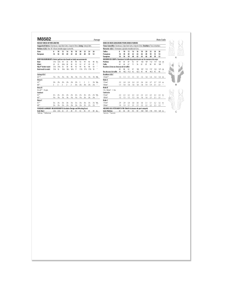 Patron McCall's 8582.Y5 (46-54) - Robe ajustée à bretelles spaghetti et jupe biais