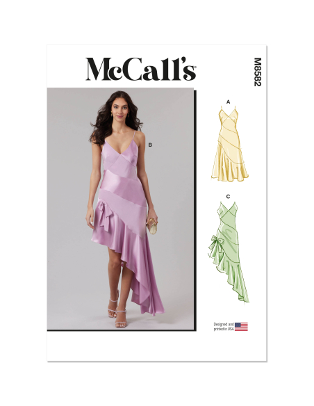 Patron McCall's 8582.Y5 (46-54) - Robe ajustée à bretelles spaghetti et jupe biais